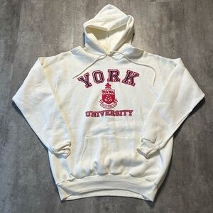 Vintage 80s York University Hoodie Mens XL Puff Print